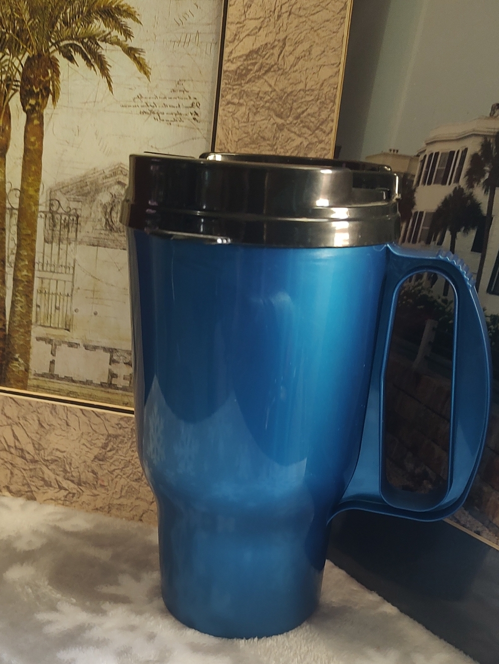 Blue Travel Mug with Black Lid